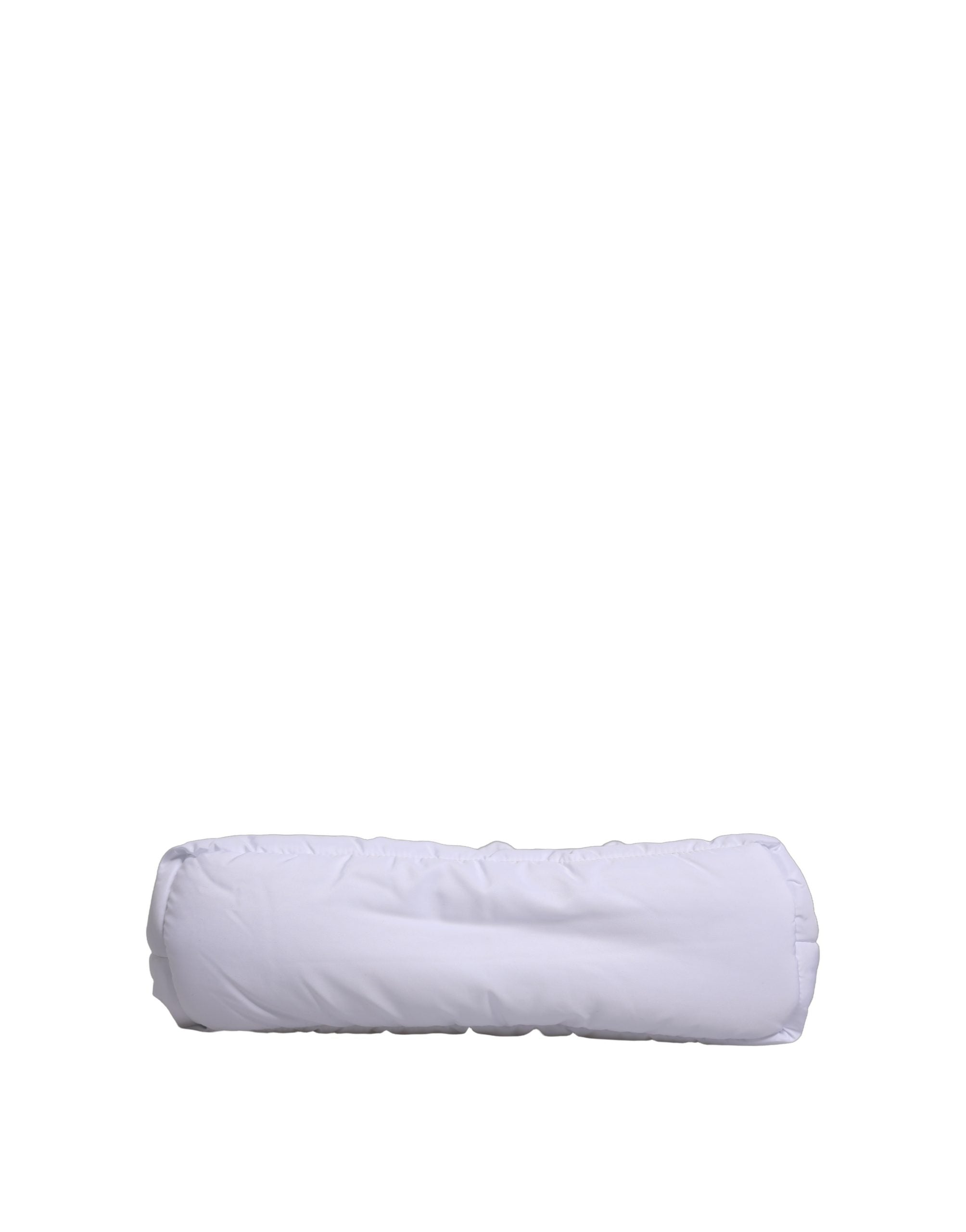 Sac à épaules en polyester matelassé blanc avec plaque logo Dolce & Gabbana, design élégant et moderne.