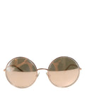 Lunettes de soleil rondes dolce & gabbana dg2215k en métal or rose avec verres miroir reflétant un motif camouflage