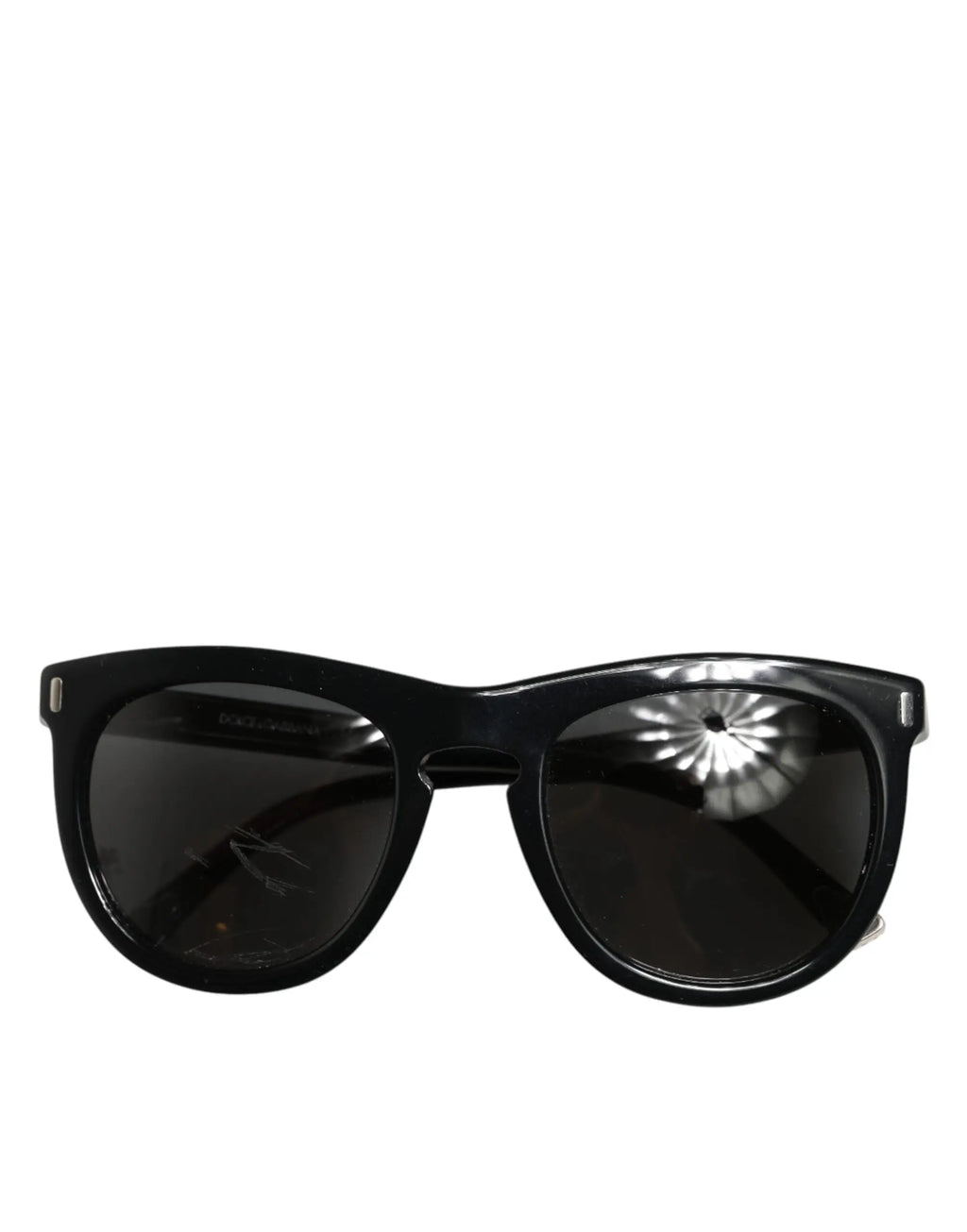 Lunettes de soleil dolce & gabbana dg4281 à monture ronde noire en acétate avec verres gris foncé pleine monture