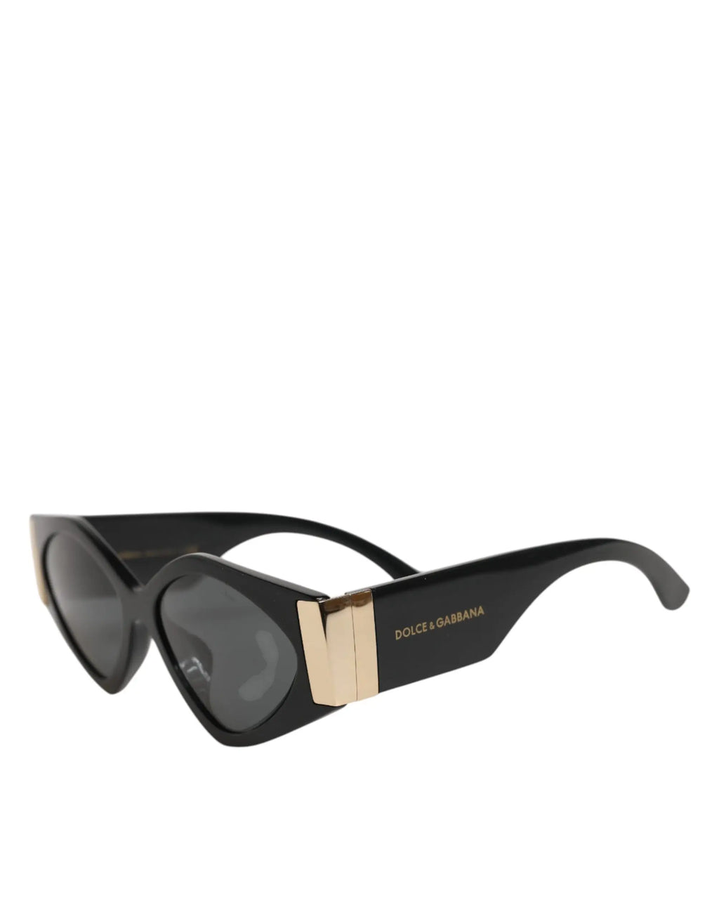 Lunettes de soleil dolce & gabbana dg4396 noires avec monture irrégulière dorée et verres gris foncé dégradés