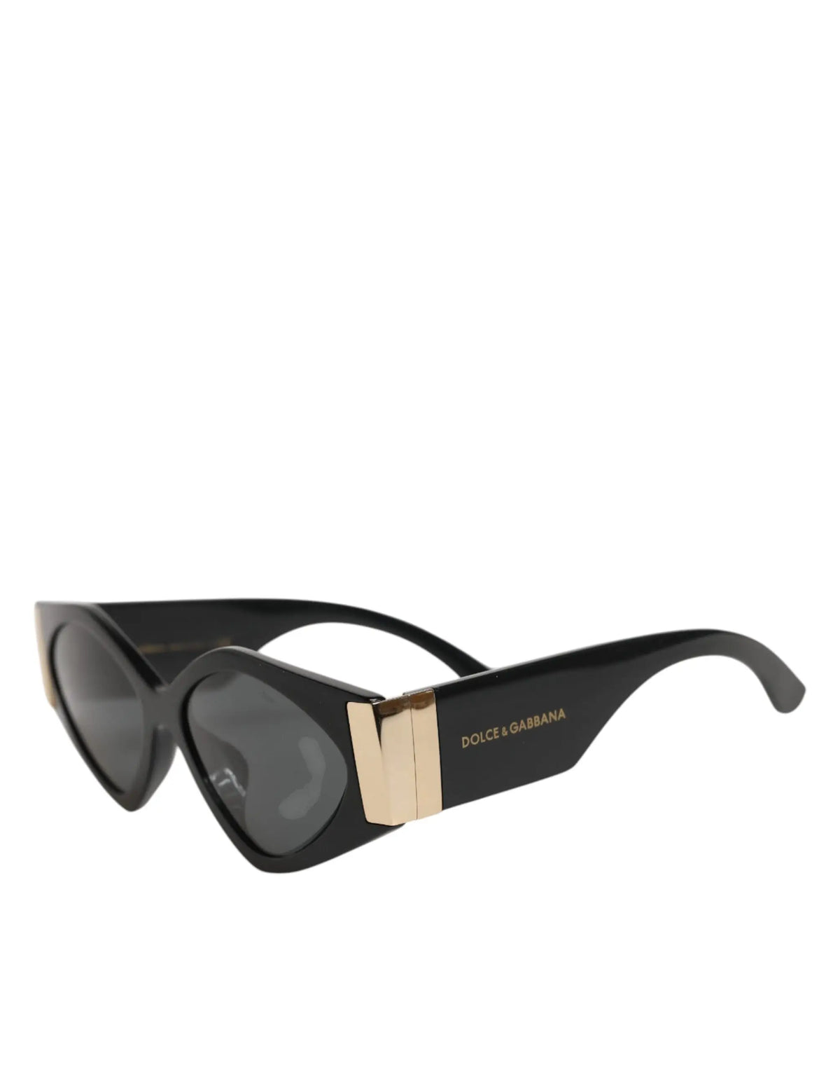 Lunettes de soleil dolce & gabbana dg4396 noires avec monture irrégulière dorée et verres gris foncé dégradés