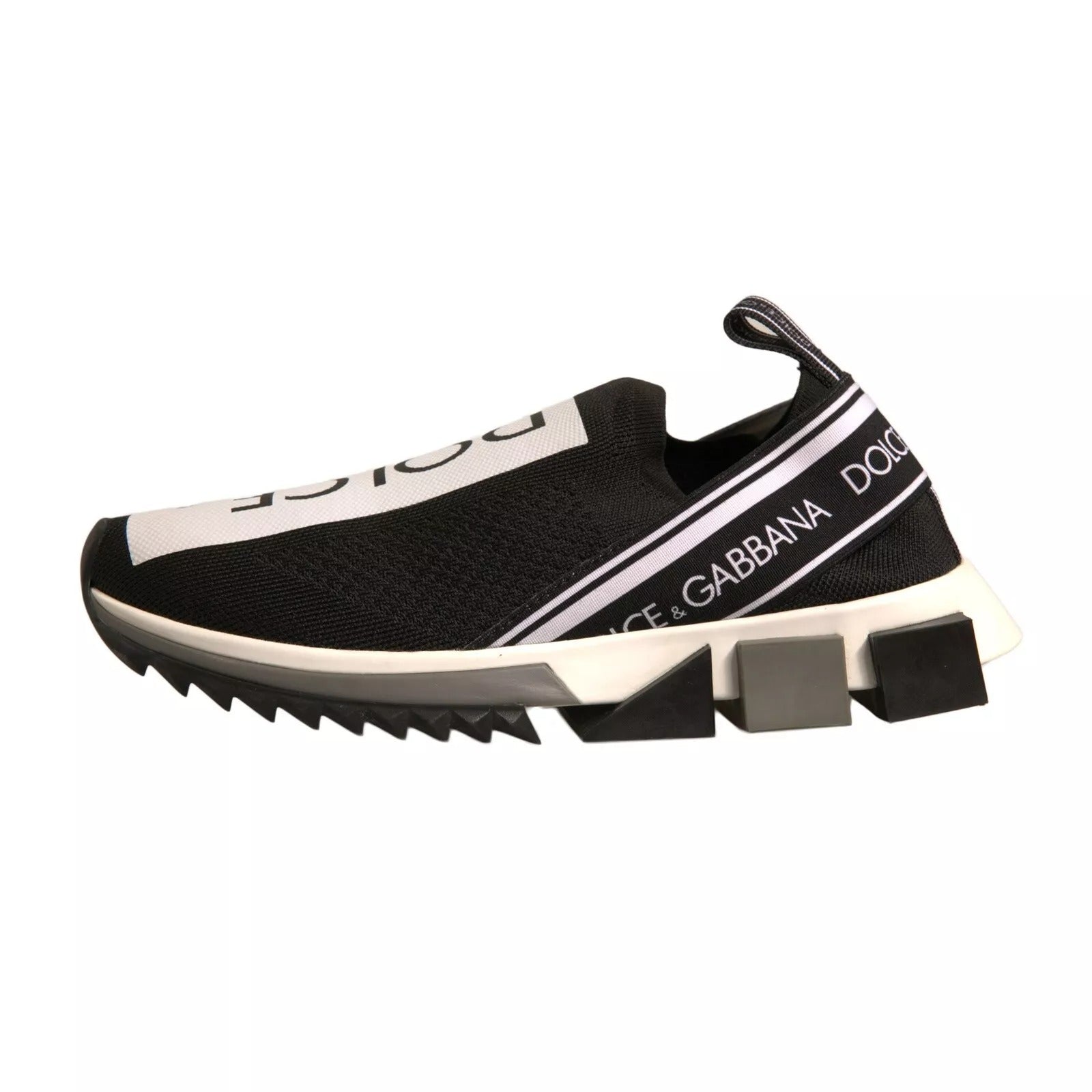 Chaussures slip-on Sorrento noires et blanches de Dolce & Gabbana, baskets élégantes pour un look moderne et chic.