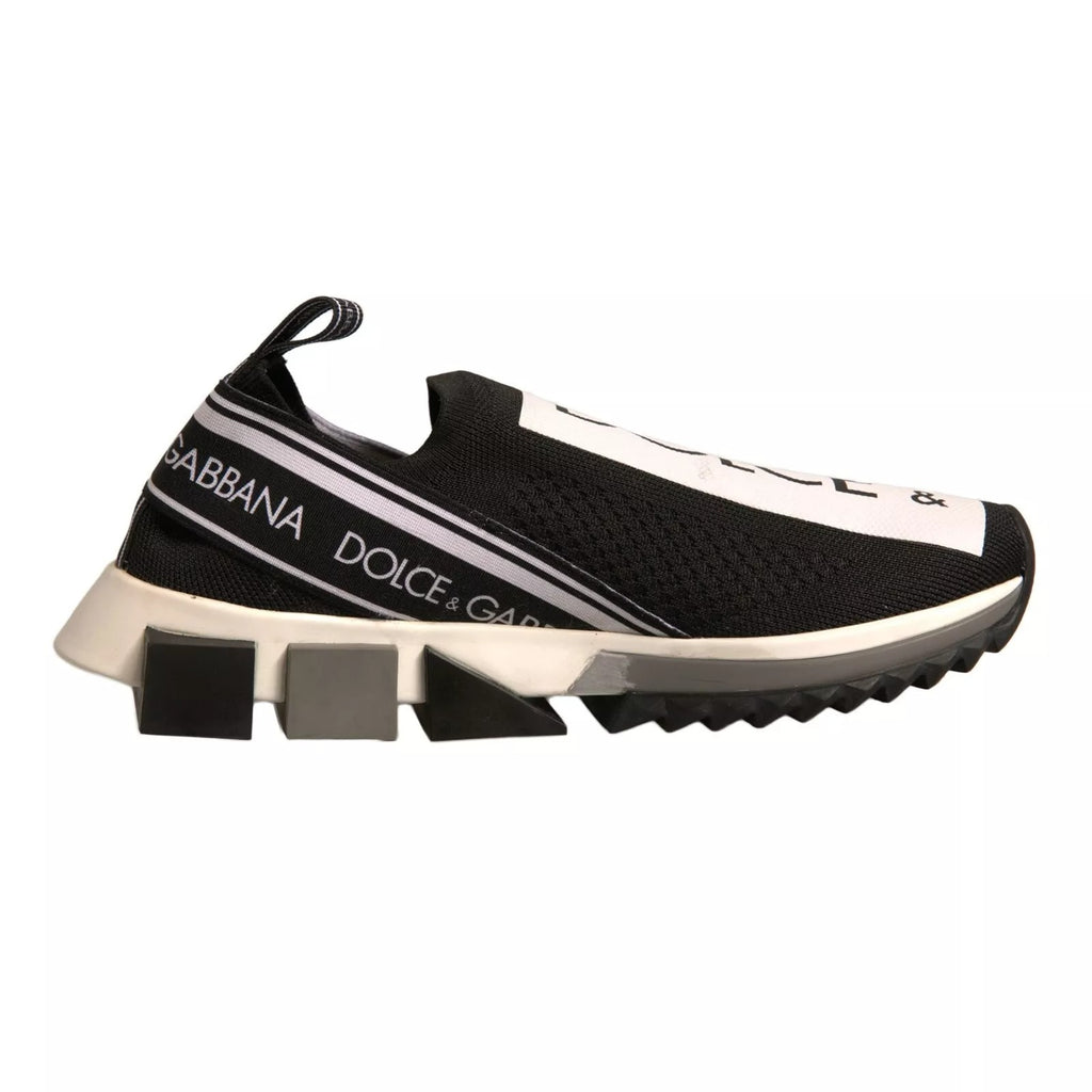 Chaussures sneakers Dolce & Gabbana Sorrento noires et blanches, slip-on, style décontracté, vue de face