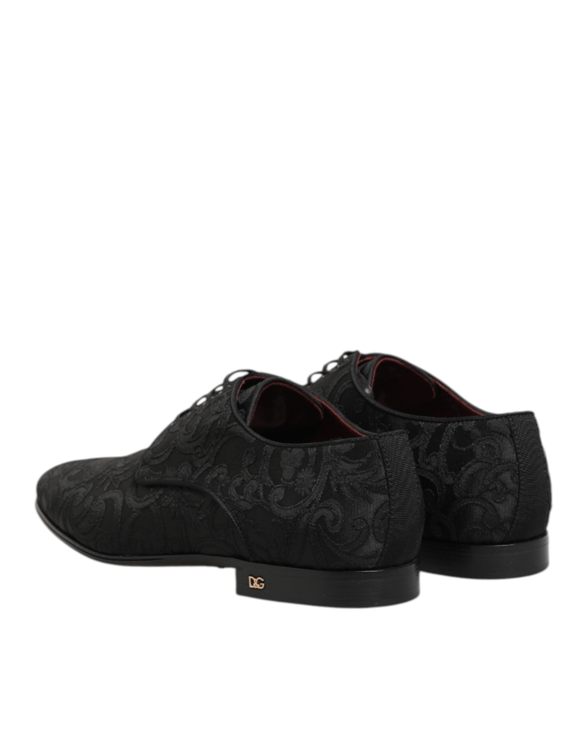 Chaussures Derby pour homme de Dolce & Gabbana en brocart noir avec laçage élégant.