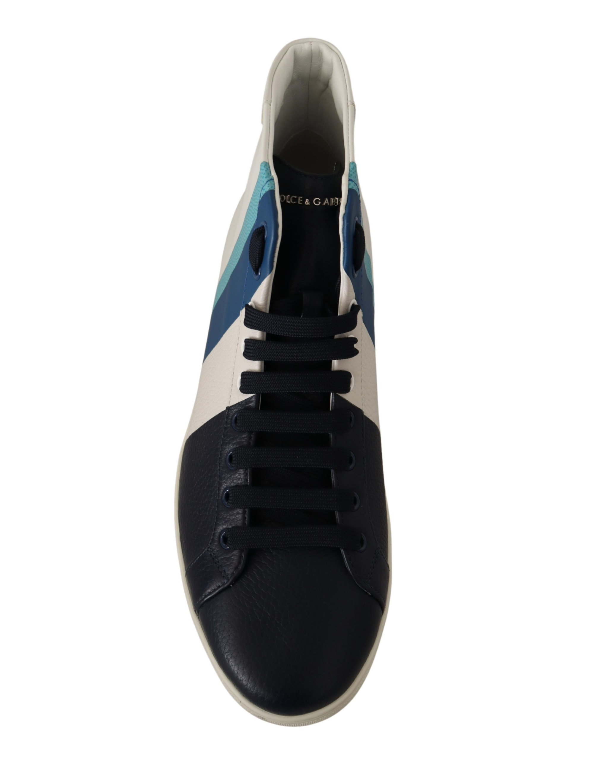 Chaussures sneakers Dolce & Gabbana en cuir multicolore, baskets montantes tendance, vue de face.