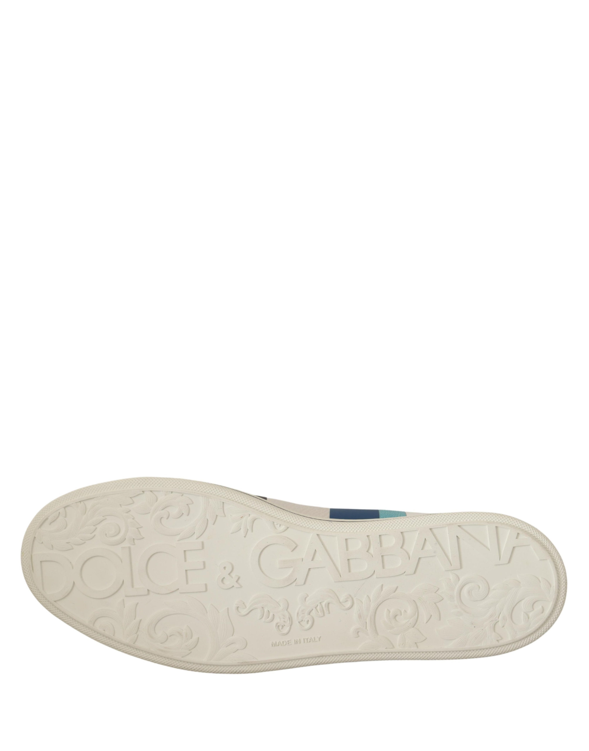 Chaussures sneakers Dolce & Gabbana en cuir multicolore, baskets montantes pour homme avec design coloré et moderne.