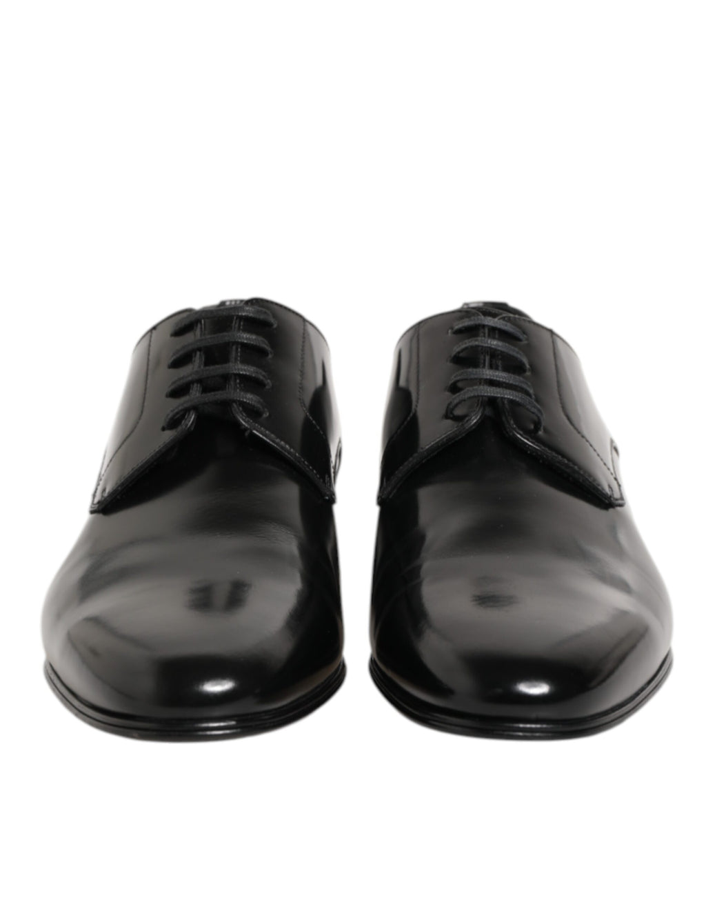 Chaussures Derby en cuir de veau noir de Dolce & Gabbana pour hommes, élégantes et classiques, avec lacets en cuir.