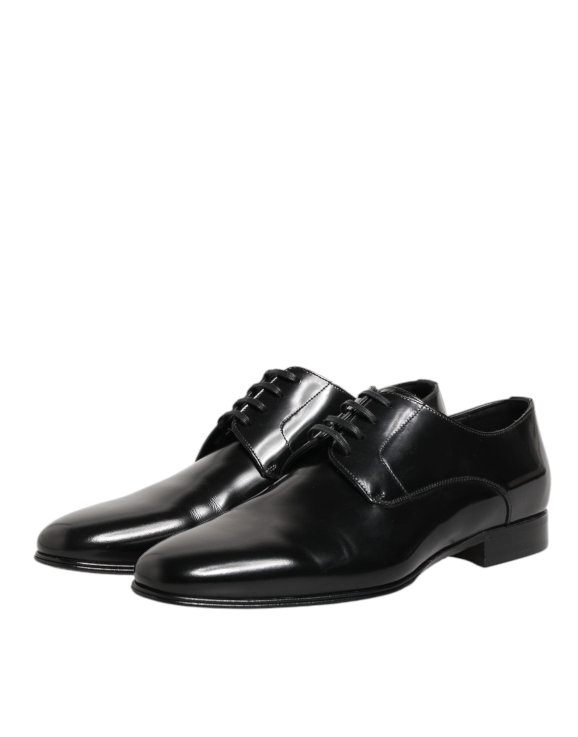Chaussures derby en cuir de veau noir de Dolce & Gabbana pour homme, élégantes et sophistiquées.