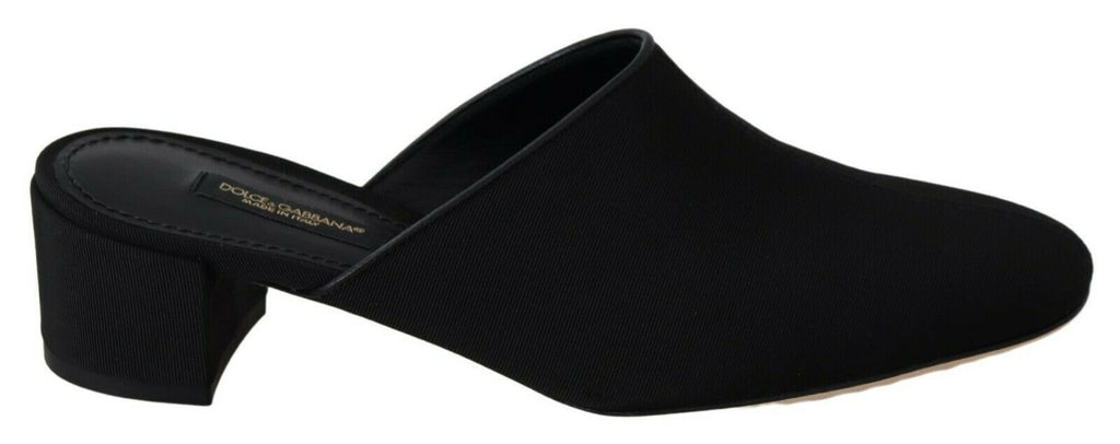Sandales pour femmes Dolce & Gabbana en grosgrain noir, style élégant avec bride large et semelle confort.
