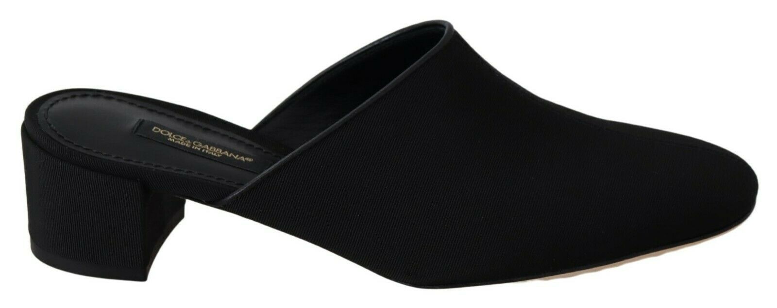 Sandales pour femmes Dolce & Gabbana en grosgrain noir, style élégant avec bride large et semelle confort.