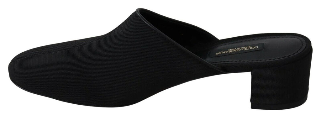 Sandales à talon en grosgrain noir Dolce & Gabbana pour femmes, chaussures élégantes et confortables.
