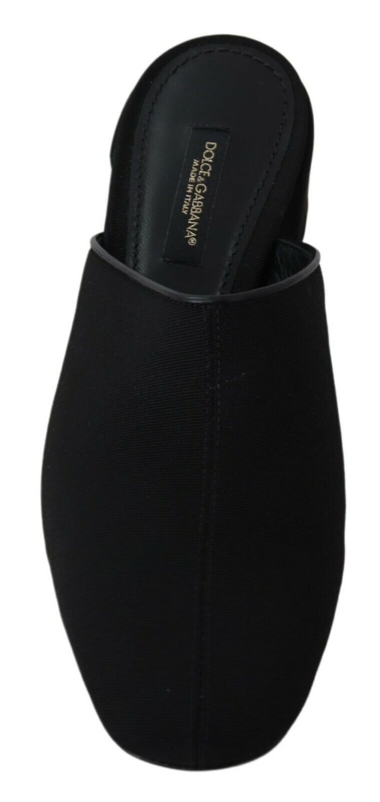 Sandales femmes Dolce & Gabbana en grosgrain noir, chaussures élégantes avec bride large et semelle plate.