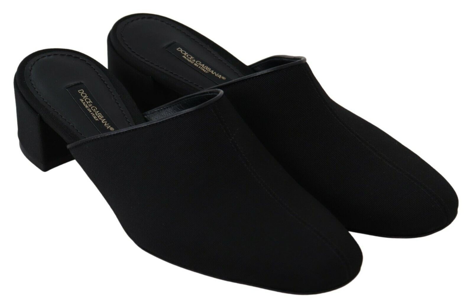 Sandales femme Dolce & Gabbana en grosgrain noir, chaussures élégantes avec bride large et semelle plate.