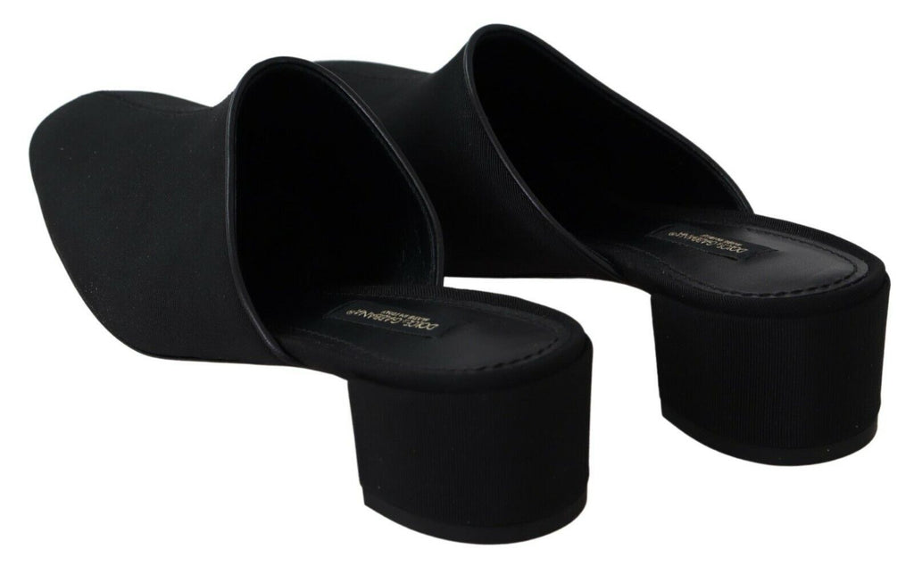 Sandales pour femmes Dolce & Gabbana en satin grosgrain noir, style élégant et confortable.