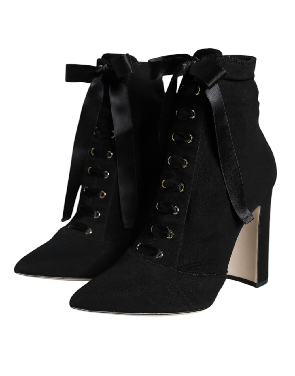 Chaussures à bottines noires Dolce & Gabbana en jersey extensible, style ajusté et moderne pour femme.