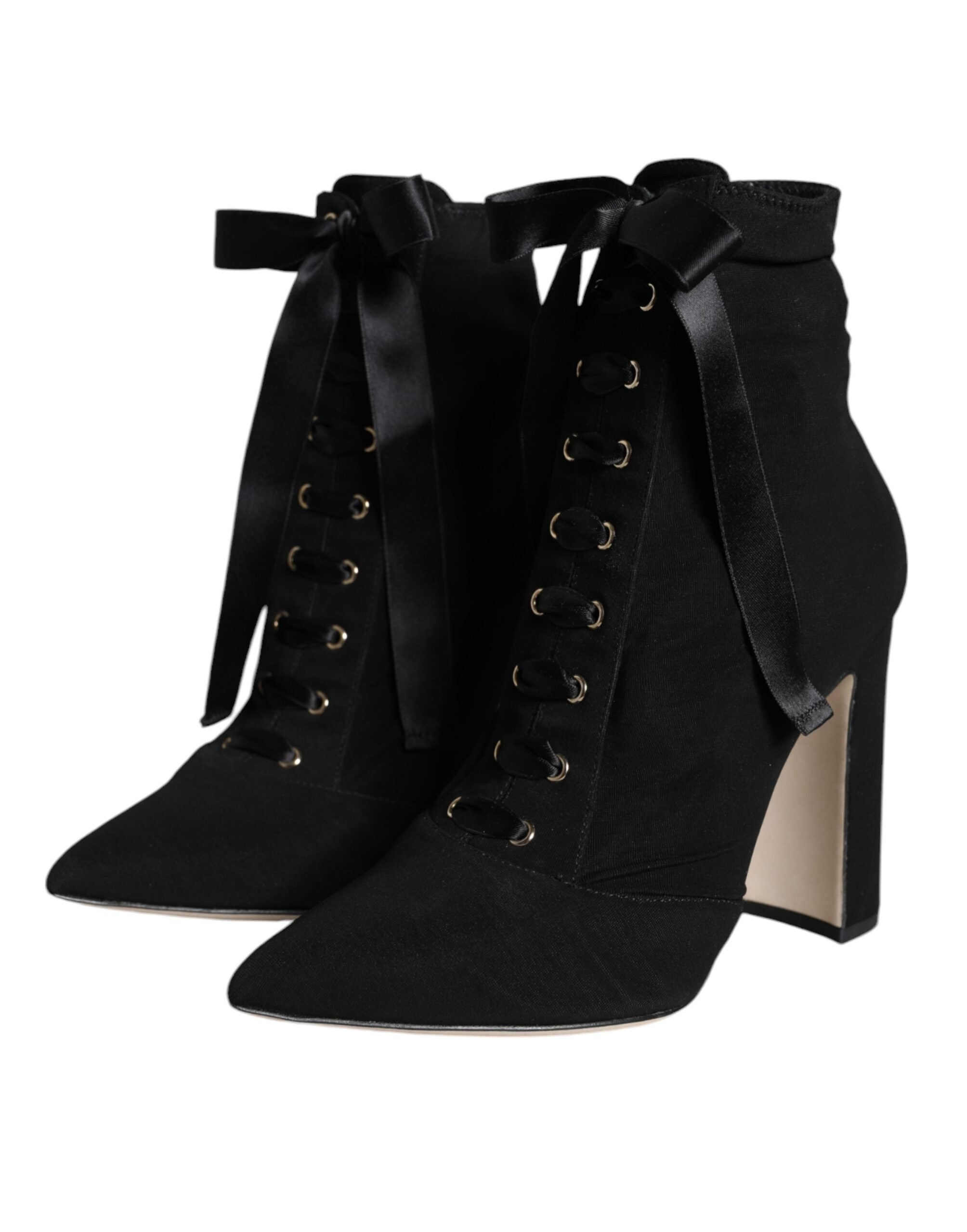 Chaussures à bottines noires Dolce & Gabbana en jersey extensible, style ajusté et moderne pour femme.