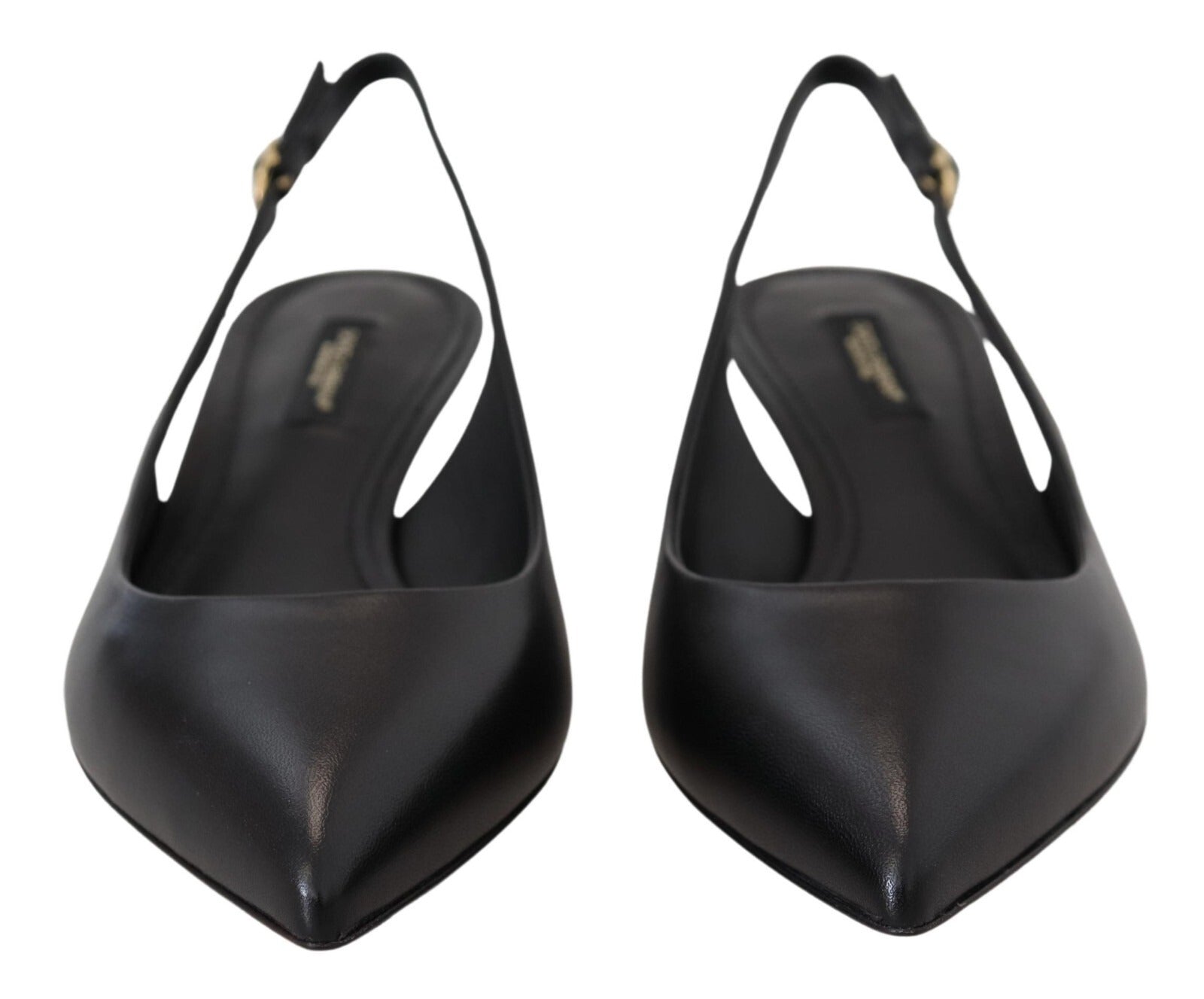 Chaussures à talons noires Dolce & Gabbana, slingbacks en cuir élégants avec semelle fine et design sophistiqué.