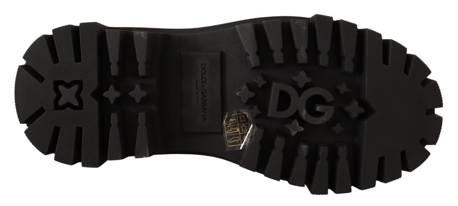 Bottes de combat en cuir noir Dolce & Gabbana avec des clous, style robuste et tendance.