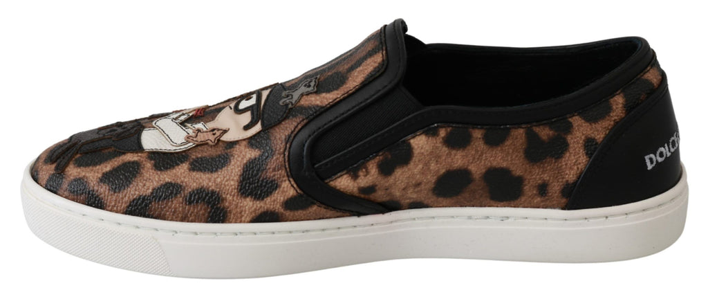 Chaussures loafers en cuir Dolce & Gabbana avec motif léopard, style élégant et sophistiqué pour femme.
