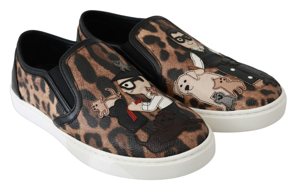 Chaussures mocassins en cuir Dolce & Gabbana à motif léopard, style élégant et sophistiqué, pour un look tendance.