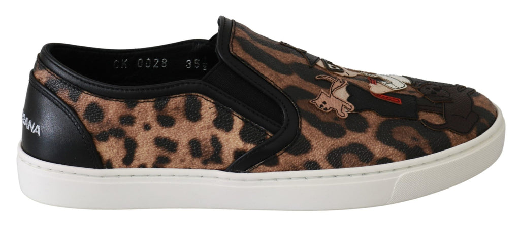 Chaussures Loafers en cuir Léopard Dolce & Gabbana, style élégant avec motif animal, images montrant la texture et la finition.