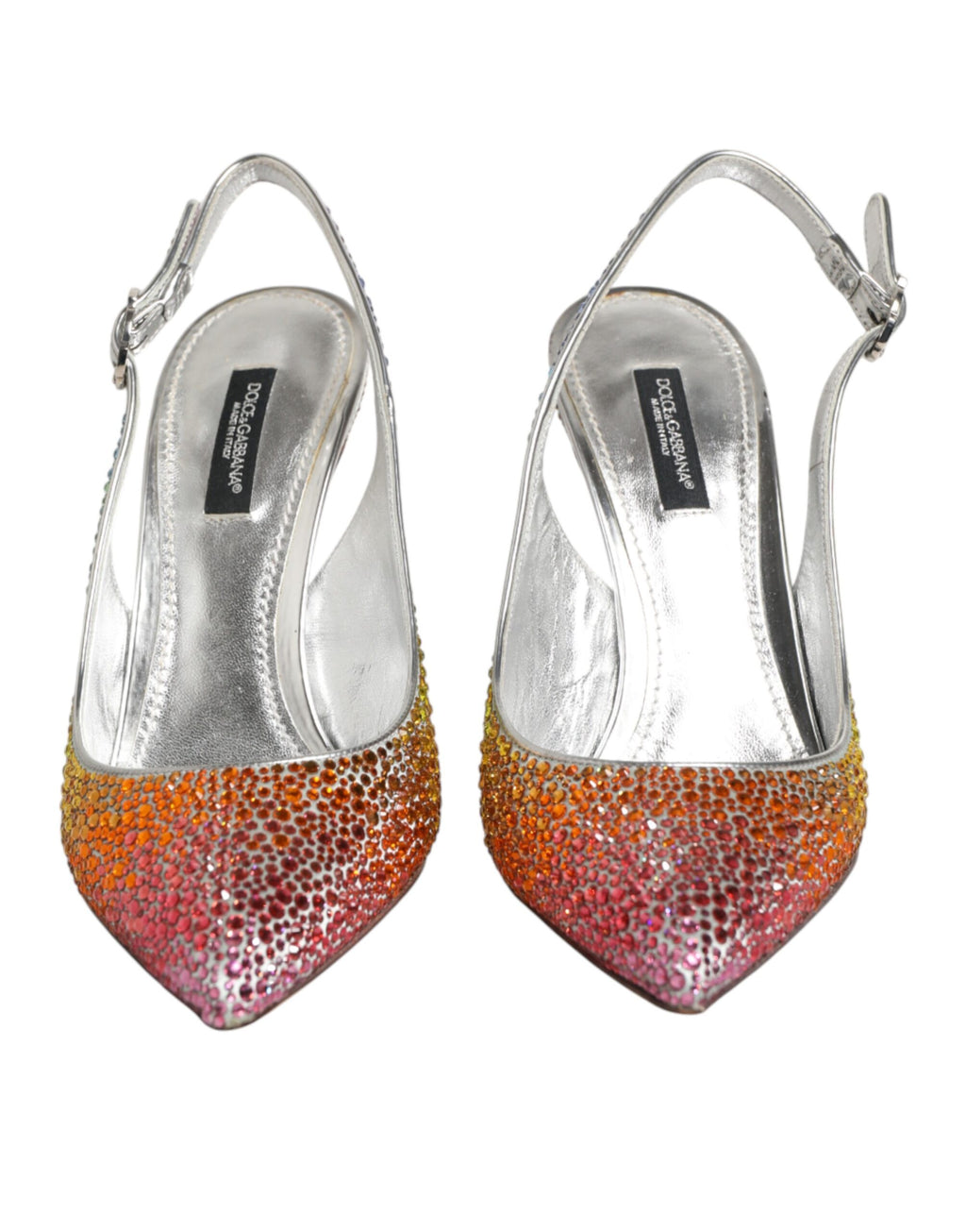 Chaussures Dolce & Gabbana à talons avec semelles en sequins multicolores et design slingback élégant.