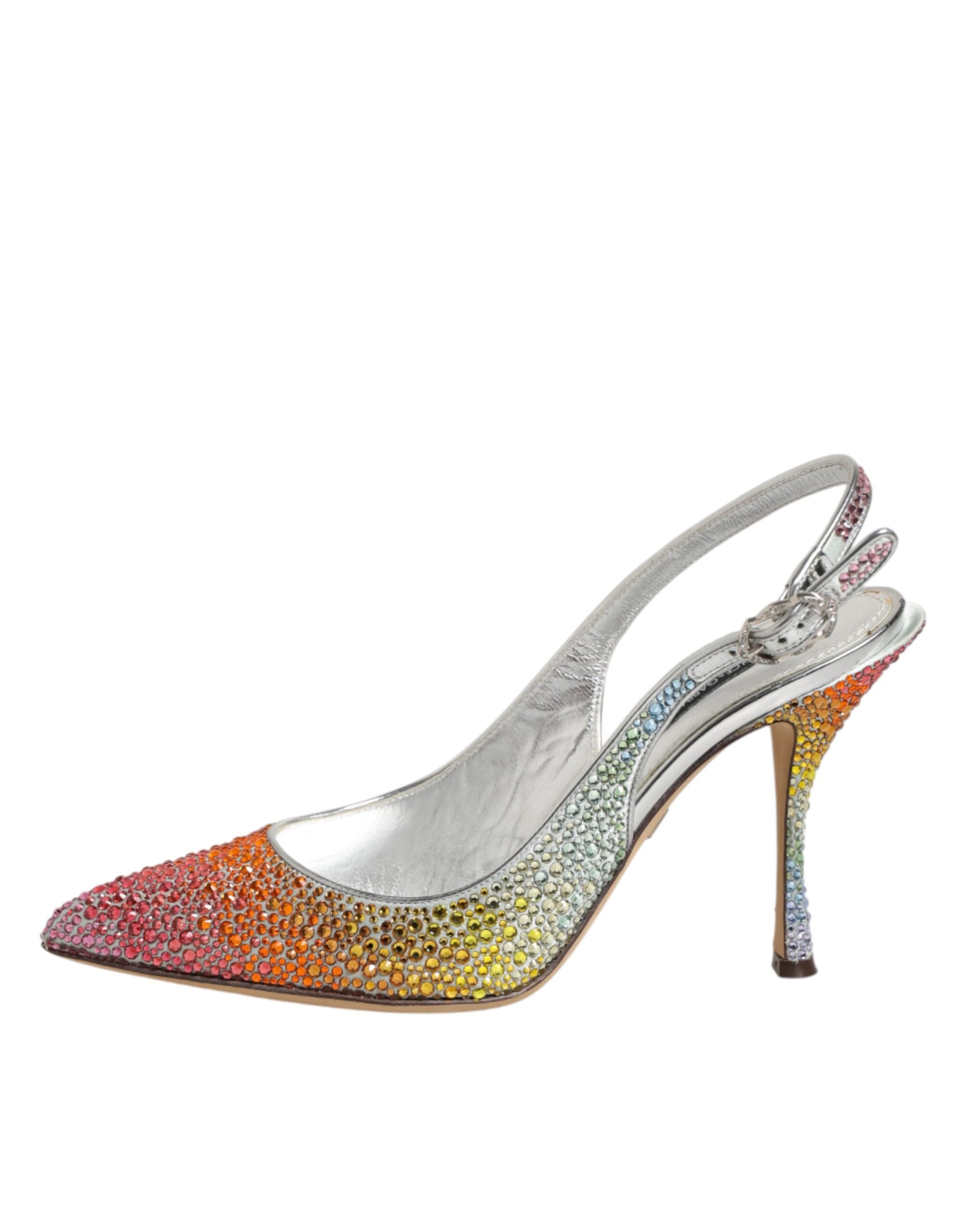 Chaussures à talons Dolce & Gabbana, escarpins à sequins multicolores à talons slingback élégants et brillants.