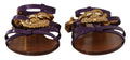 Sandales plates en cuir violet Dolce & Gabbana Devotion, chaussures élégantes pour femmes, vue de l'avant.