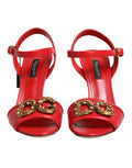 Sandales à talons rouges Dolce & Gabbana DG AMORE en cuir, vue de côté, avec détails élégants et design sophistiqué.