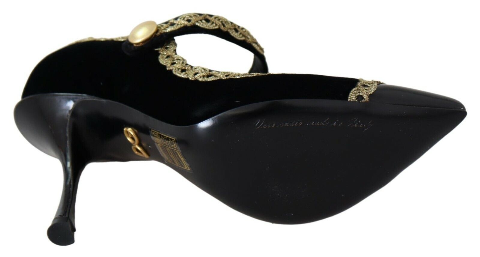 Chaussures Dolce & Gabbana Mary Jane en velours noir ornées de détails brillants et embellissements élégants.