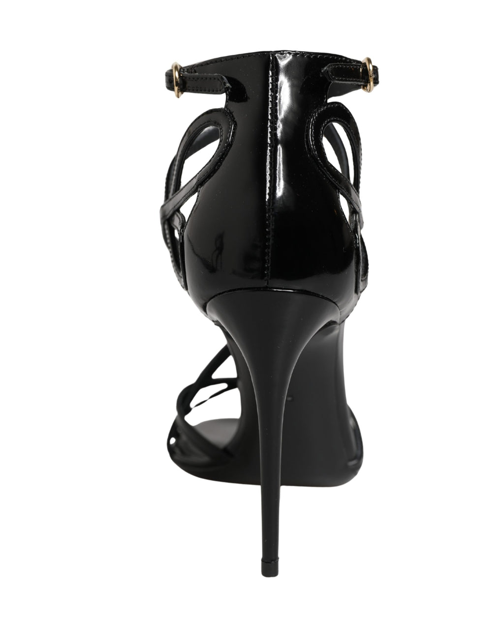 Sandales à talons stilettos en cuir noir de Dolce & Gabbana, chaussures élégantes avec design sophistiqué.