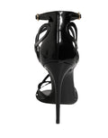 Sandales à talons stilettos en cuir noir de Dolce & Gabbana, chaussures élégantes avec design sophistiqué.