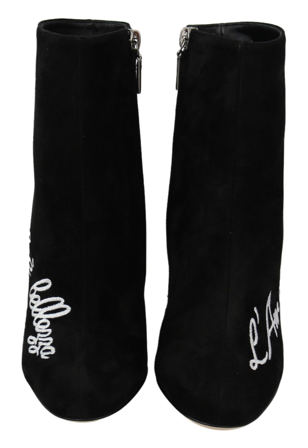 Bottes en daim noir Dolce & Gabbana L'Amore E'Bellezza, chaussures élégantes avec design sophistiqué et finition raffinée.