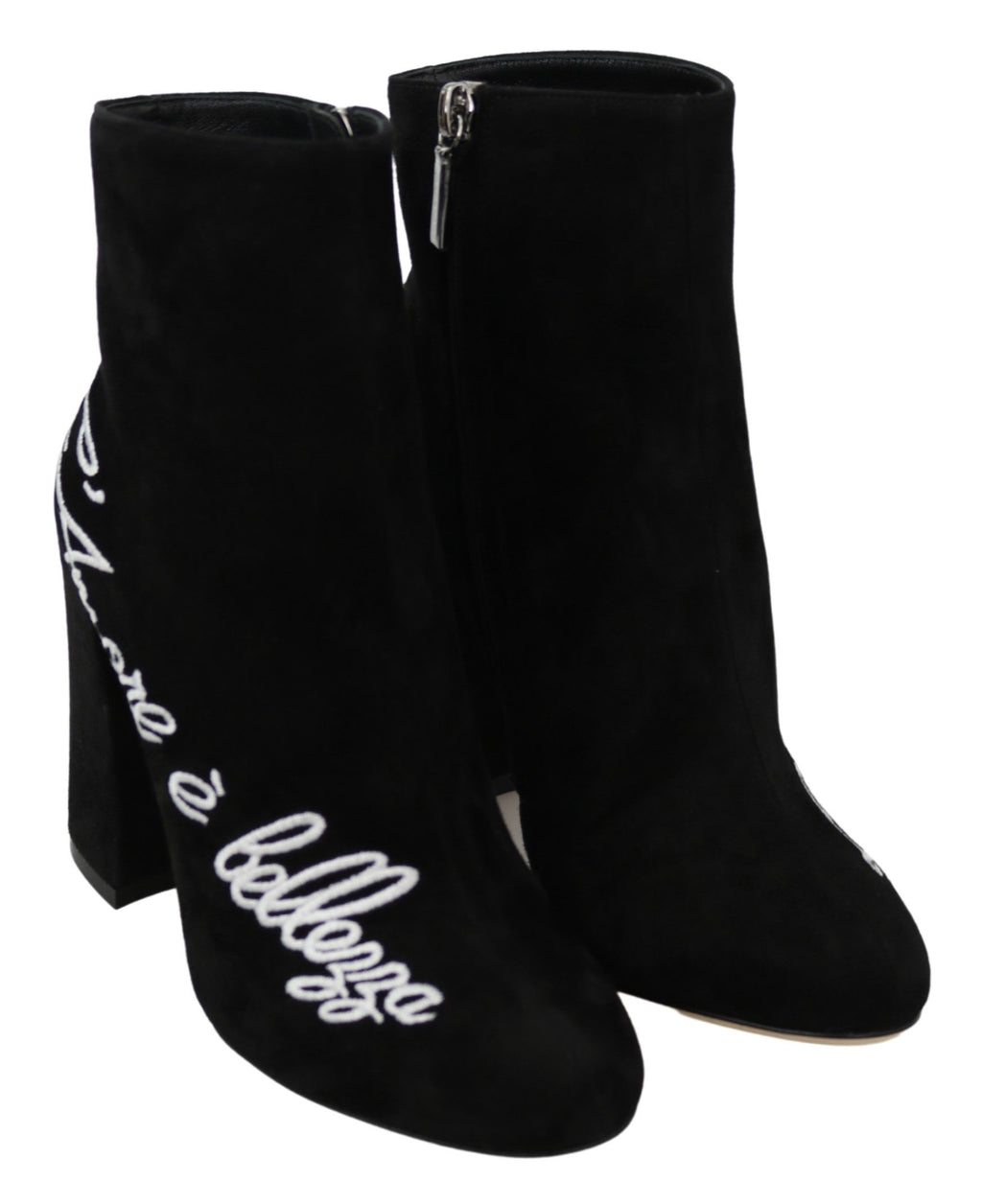 Bottes en daim noir Dolce & Gabbana L'Amore E'Bellezza, chaussures élégantes avec design sophistiqué et finition de qualité.