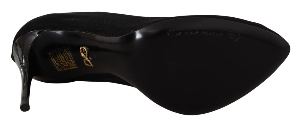 Chaussures à talons Dolce & Gabbana, bottines en tulle noir avec stretch et talons hauts, élégantes et sophistiquées.