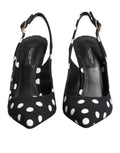 Chaussures stilettos à talons avec boucle, noir et blanc à pois, marque Dolce & Gabbana, élégantes chaussures à talon pour femmes