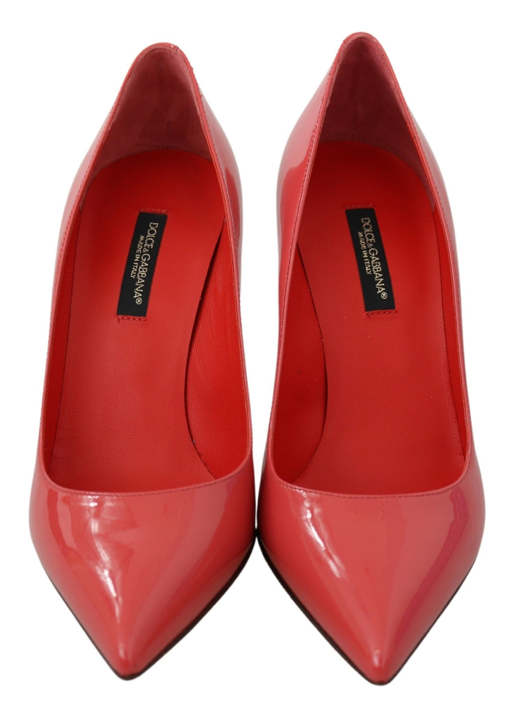 Escarpins en cuir verni rose foncé Dolce & Gabbana, talons hauts élégants et finition brillante.