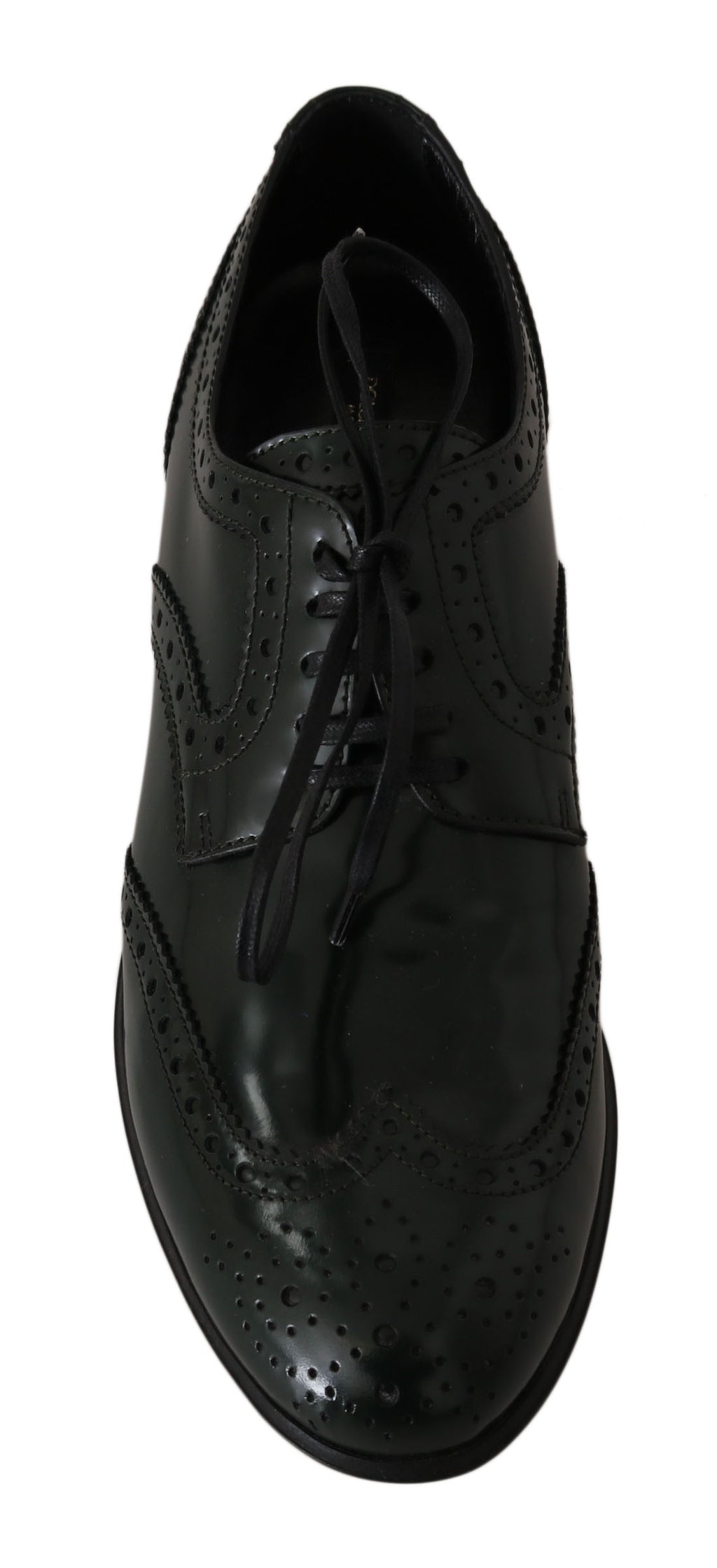 Chaussures Oxford wingtip en cuir vert Dolce & Gabbana, style brogue élégant pour homme.