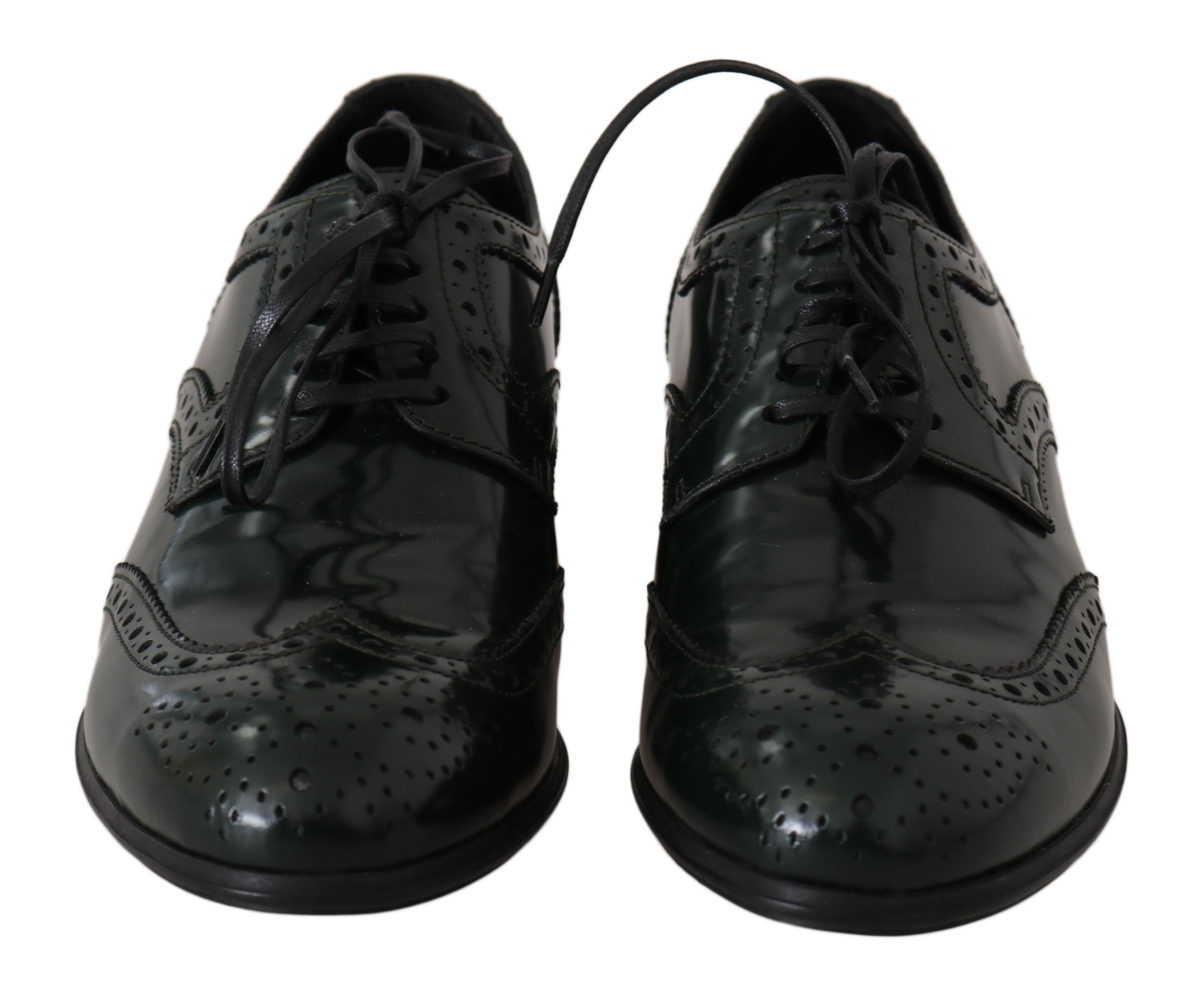 Chaussures Oxford wingtip en cuir vert Dolce & Gabbana, style brogue élégant et sophistiqué.