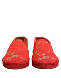 Chaussures plates en dentelle rouge Dolce & Gabbana Taormina Espadrilles, élégantes et confortables, pour femmes.