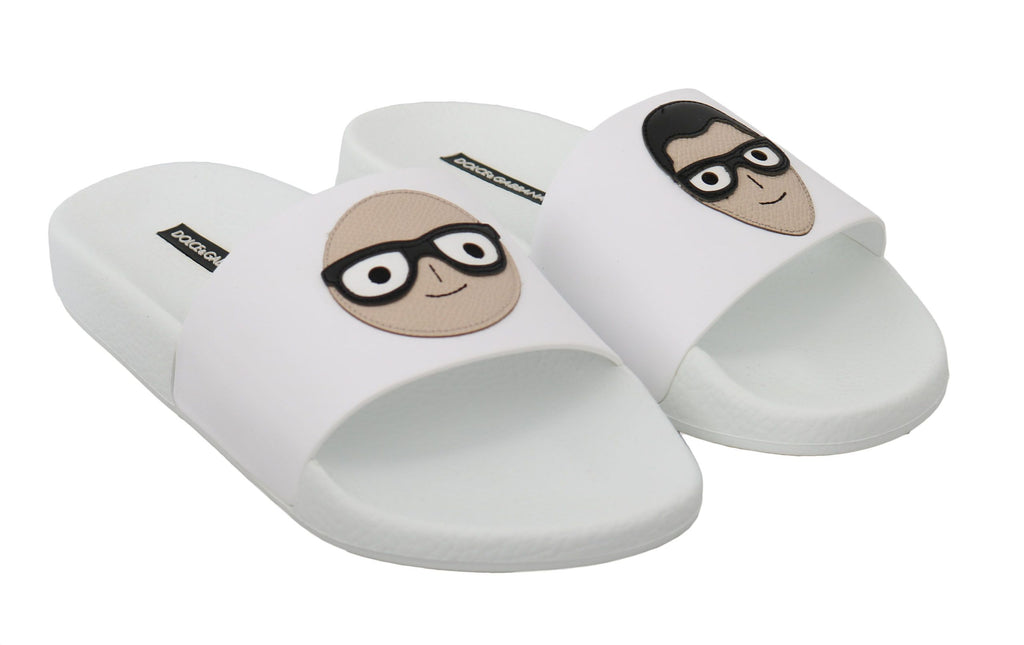 Sandales Dolce & Gabbana en cuir blanc, modèles de sandales à glissière élégantes et confortables pour femmes.