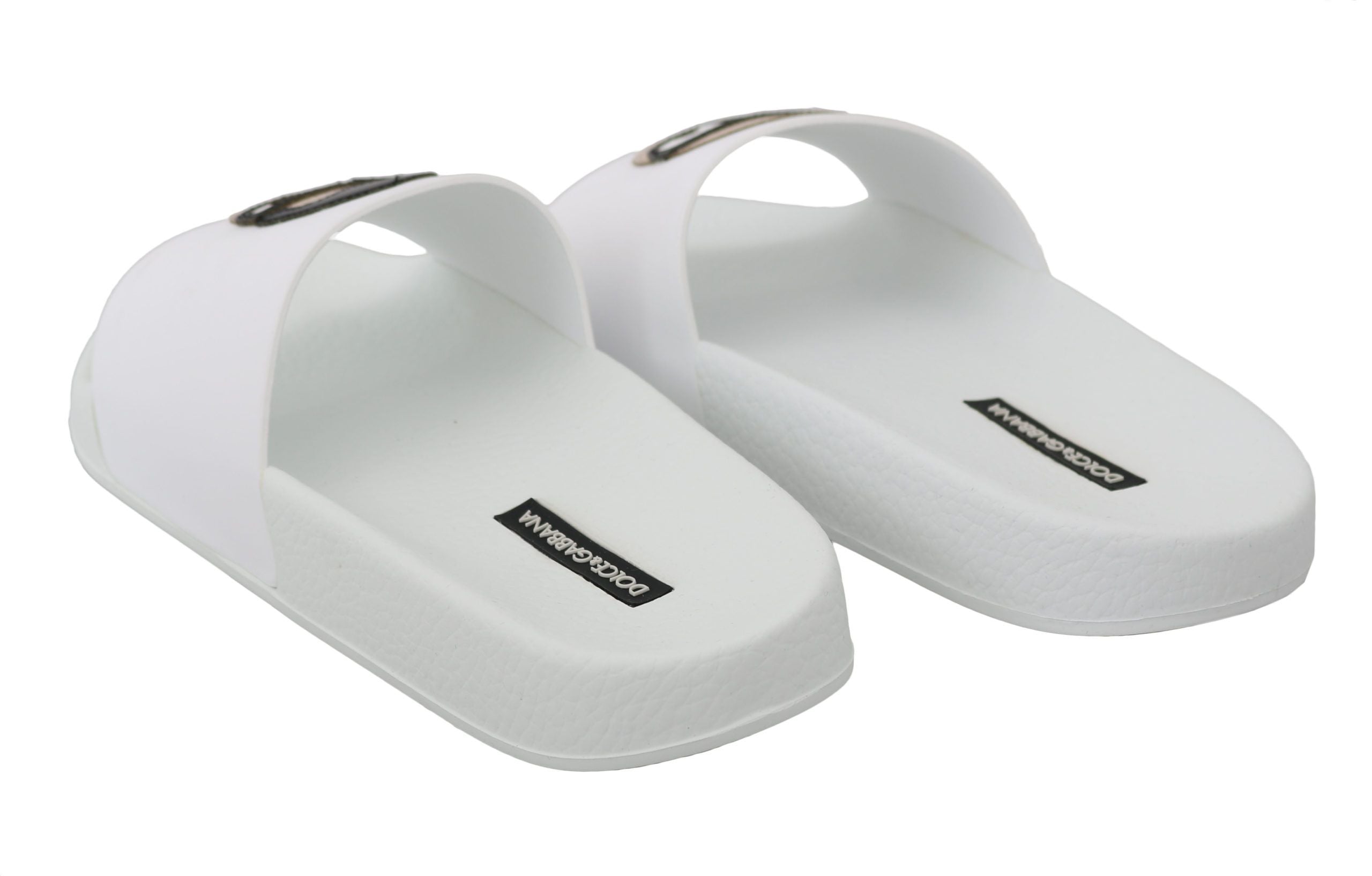 Sandales Dolce & Gabbana en cuir blanc pour femmes, modèle #dgfamily, avec semelle plateforme et design élégant.