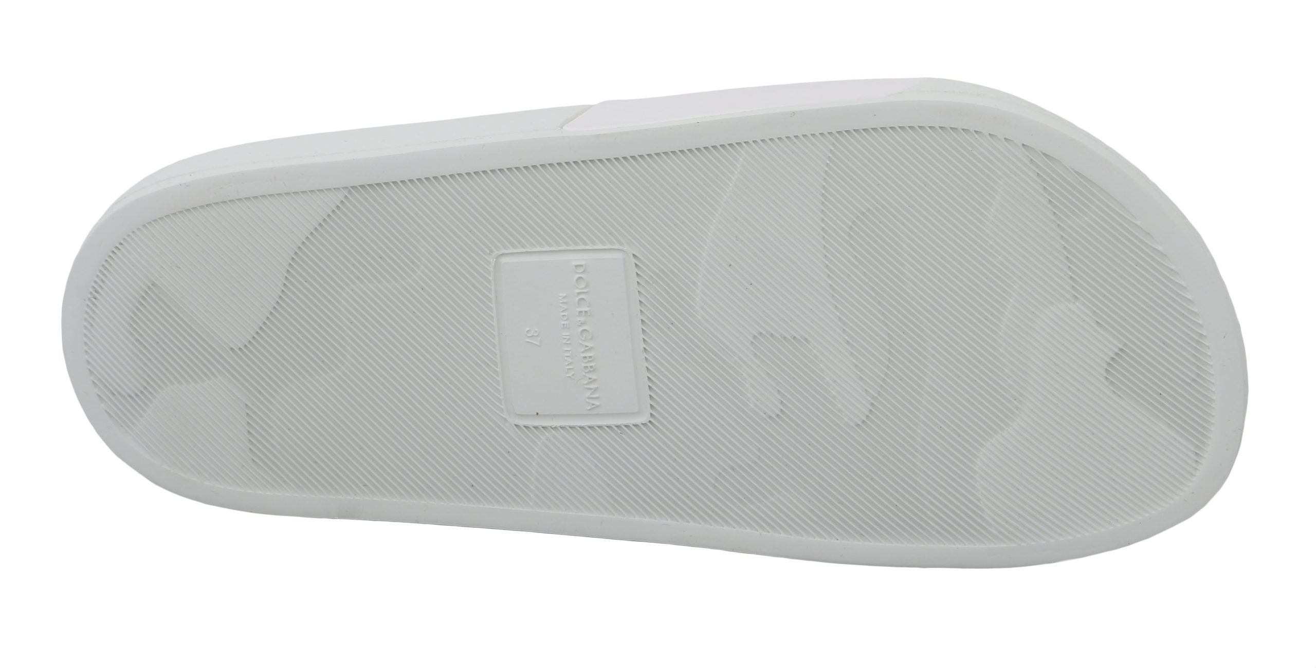 Sandales Dolce & Gabbana en cuir blanc, slides de la collection #dgfamily, avec design élégant et confort.