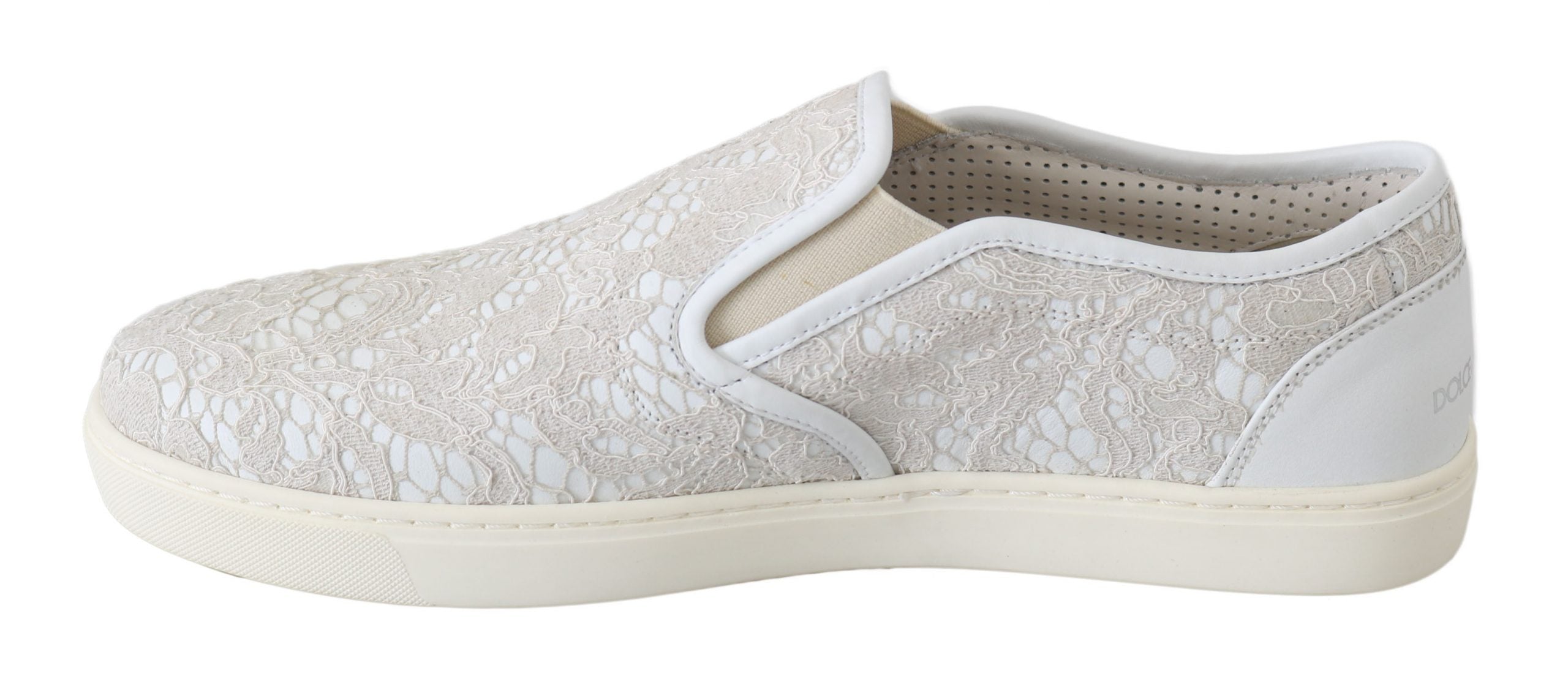 Chaussures mocassins Dolce & Gabbana en cuir blanc avec lacets, slip-on élégant et confortable pour femme.