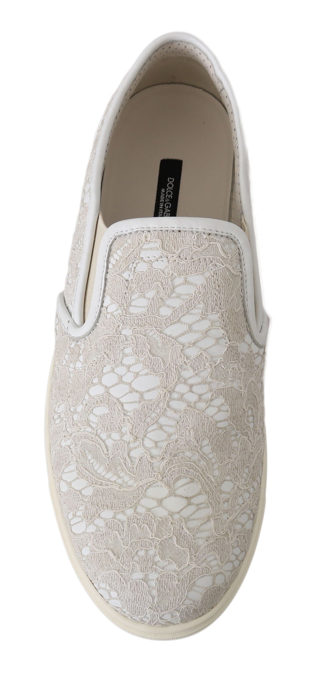 Chaussures mocassins Dolce & Gabbana en cuir blanc avec lacets, slip-on élégants et confortables pour homme.