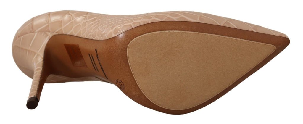Escarpins beige en cuir Bellucci de Dolce & Gabbana, chaussures élégantes avec talons hauts et finition raffinée.