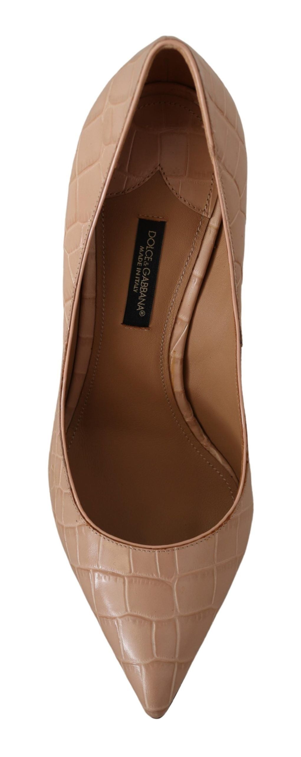 Chaussures Dolce & Gabbana Bellucci en cuir beige, talons hauts élégants et sophistiqués, vues de face.