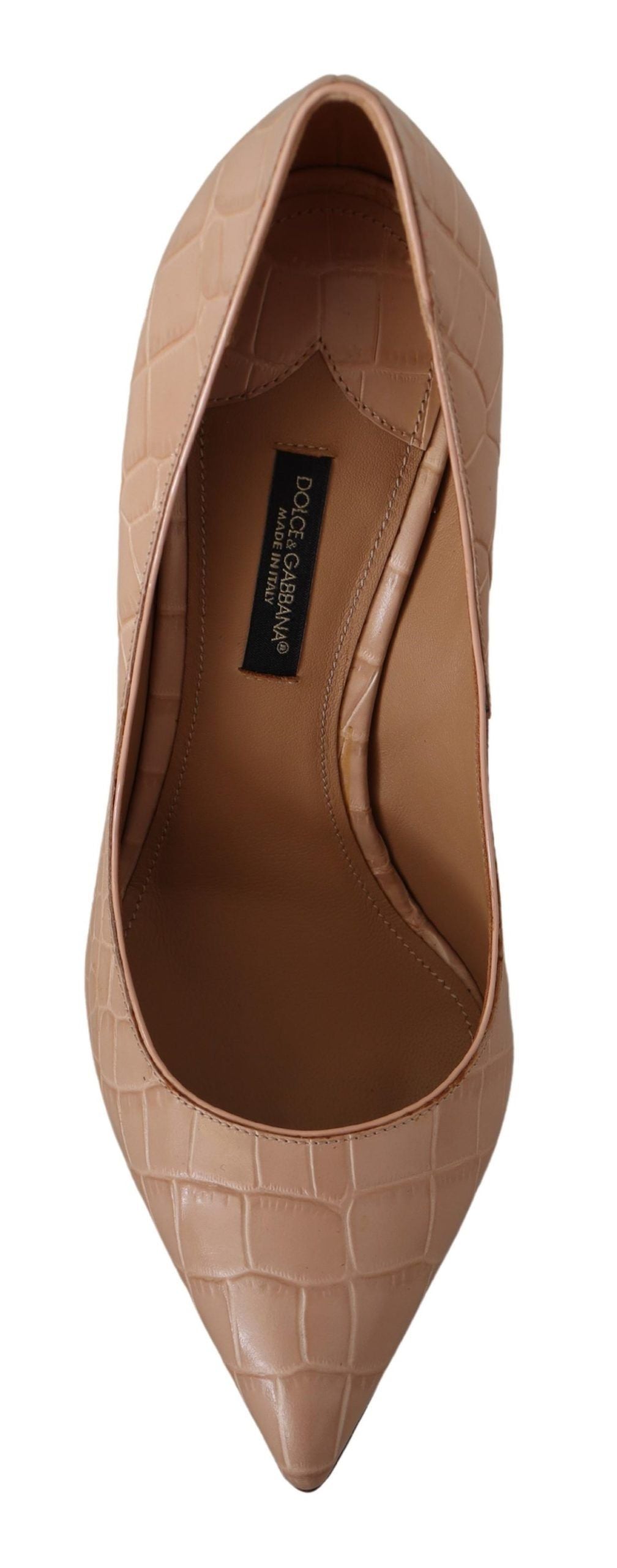 Chaussures à talons Dolce & Gabbana Bellucci en cuir beige, élégantes et sophistiquées, vues de côté.