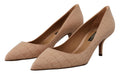 Chaussures à talons pointus en cuir beige de Dolce & Gabbana, élégantes et sophistiquées pour femme.