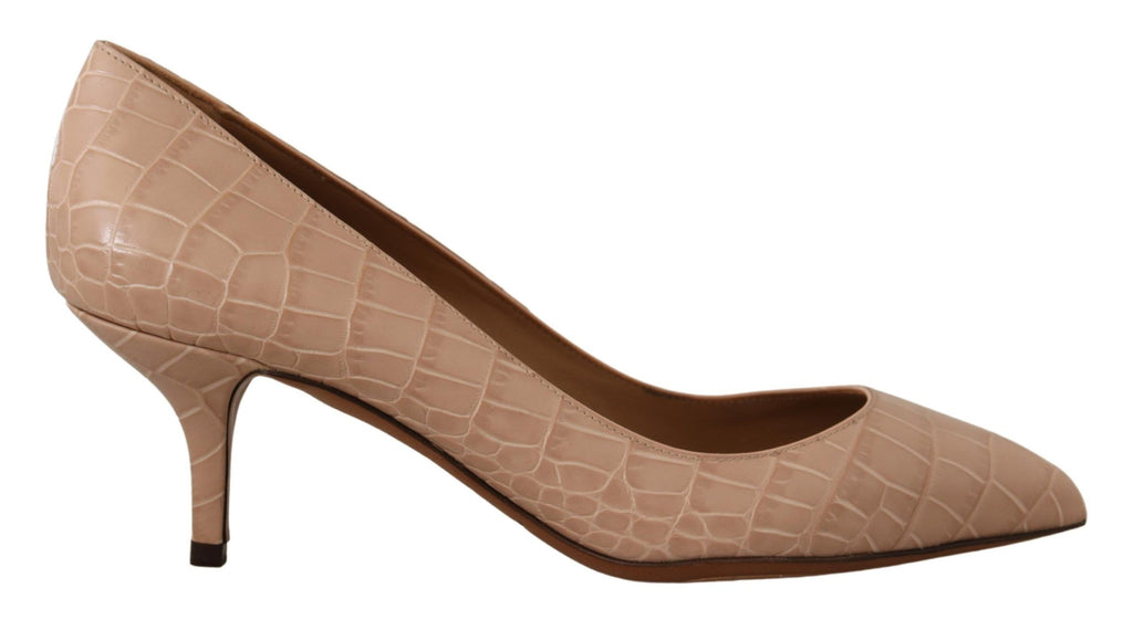Chaussures à talons pointus en cuir beige de Dolce & Gabbana, élégantes et sophistiquées.